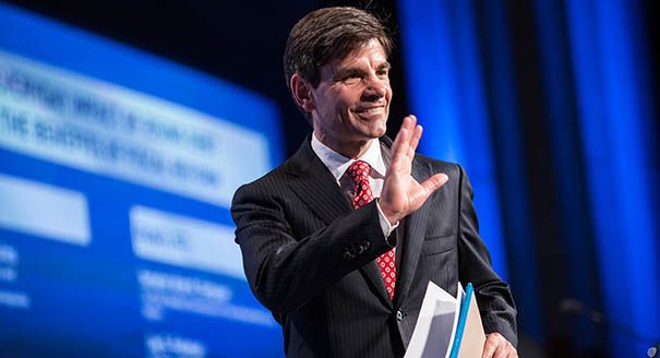 WASHINGTON, DC - MAY 15:  George Stephanopoulos, host of Good Morning America, walks on stage at the 2012 Fiscal Summit on May 15, 2012 in Washington, DC. The third annual summit, held by the Peter G. Peterson Foundation, explored the theme "America's Case for Action." (Photo by Brendan Hoffman/Getty Images)