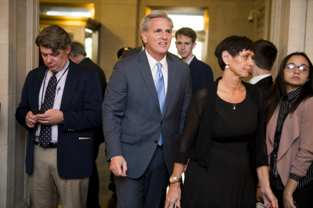 "I am not the one" are the final words of House Majority Leader Kevin McCarthy when he announces he is leaving the race for House Speaker. (Photo By Bill Clark, CQ Roll Call)