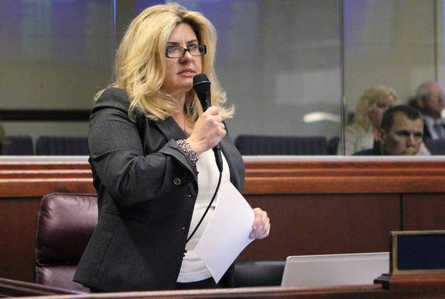 Michele Fiore speaks on the Assembly floor Friday. (Source: Las Vegas Review-Journal)
